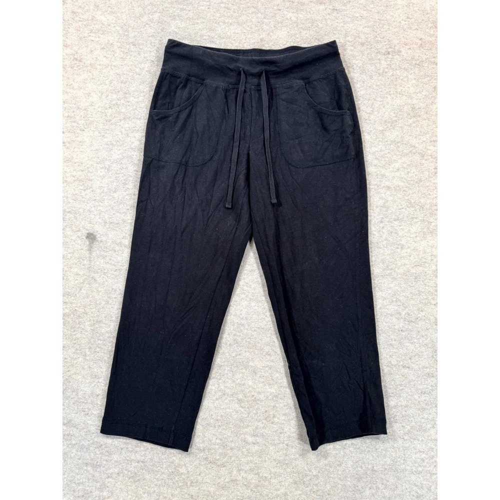 Athletic Works Capri Pants Womens XS(0-2) Black Cotton Stretch Drawstring Gym
